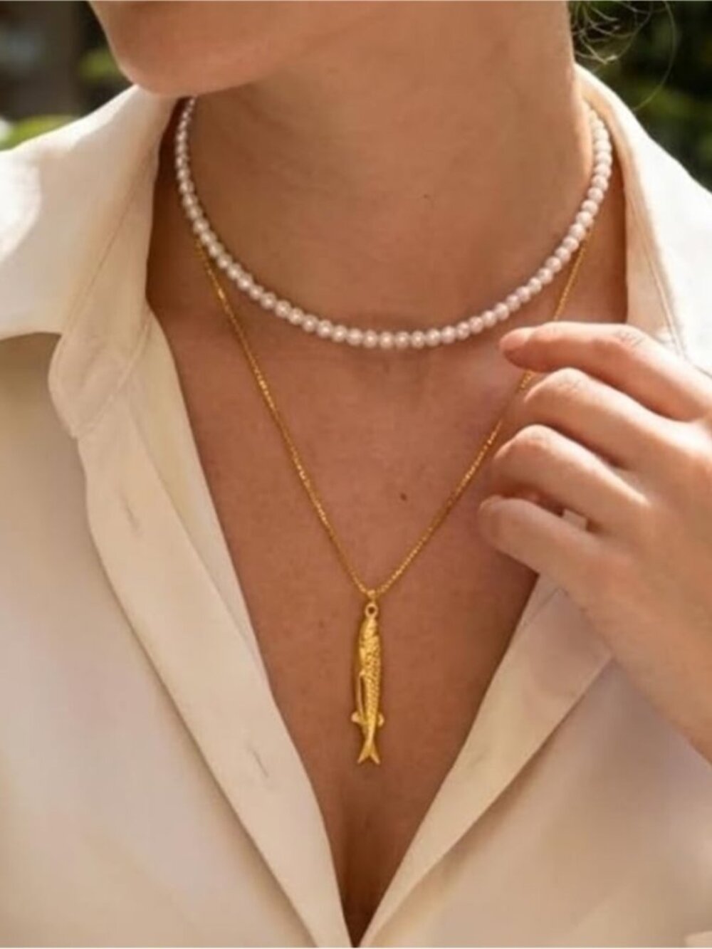 Gold Fish Pendant Necklace